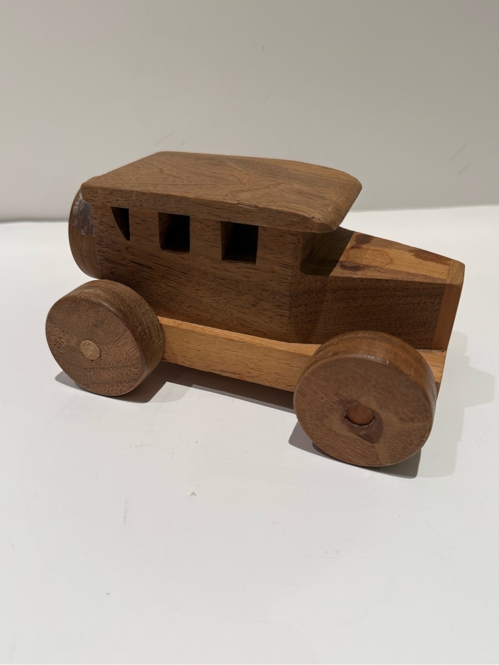 Vintage Handmade Wooden Model Car Classic Sedan Toy Decor